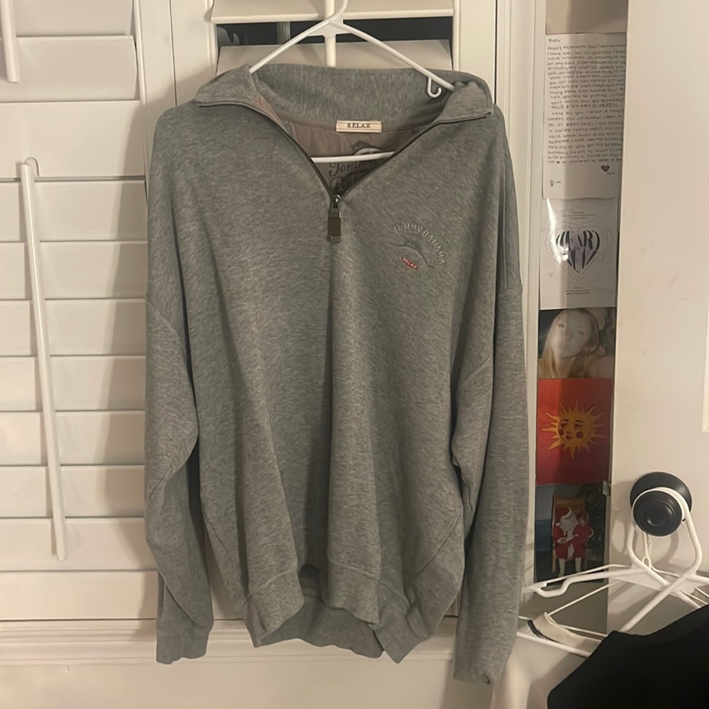 tommy bahama relax grey crewneck pullover quarter zip